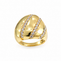 14K TRHEE CZ ROW DESIGN OVAL MODERN RING – 8 – JY Jewelry Wholesale