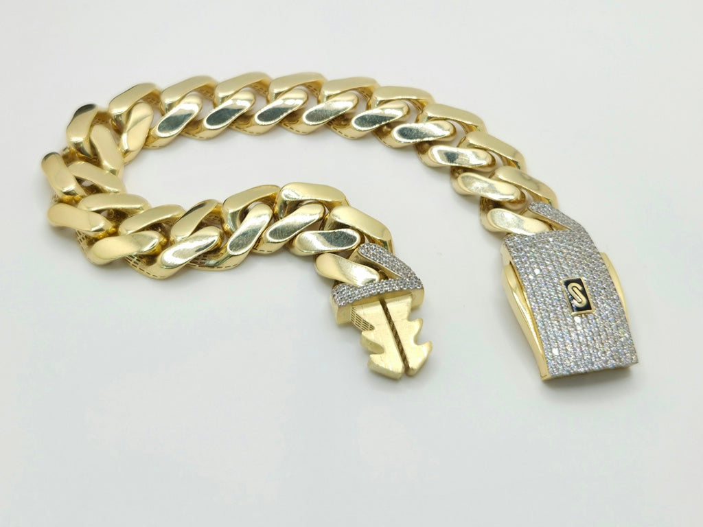 10K CERTIFIED MONACO BRACELET CZ CLOSURE – 24MM 9" – JY Jewelry Wholesale