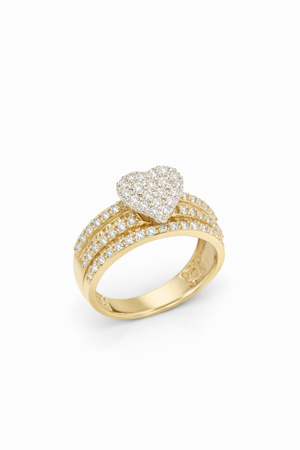 10K ELEGANT BAGUETTE SMALL HEART RING – 6.5 & 7.5 – JY Jewelry Wholesale