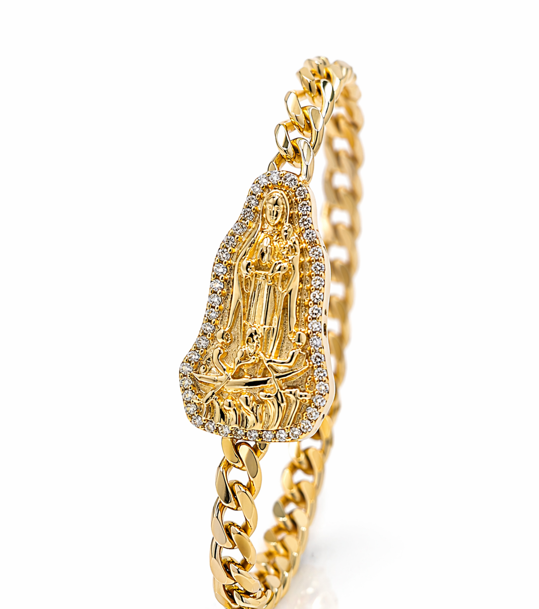 14K MONACO STYLE CZ FRAME CARIDAD BRACELET – 8" 5.5MM – JY Jewelry Wholesale