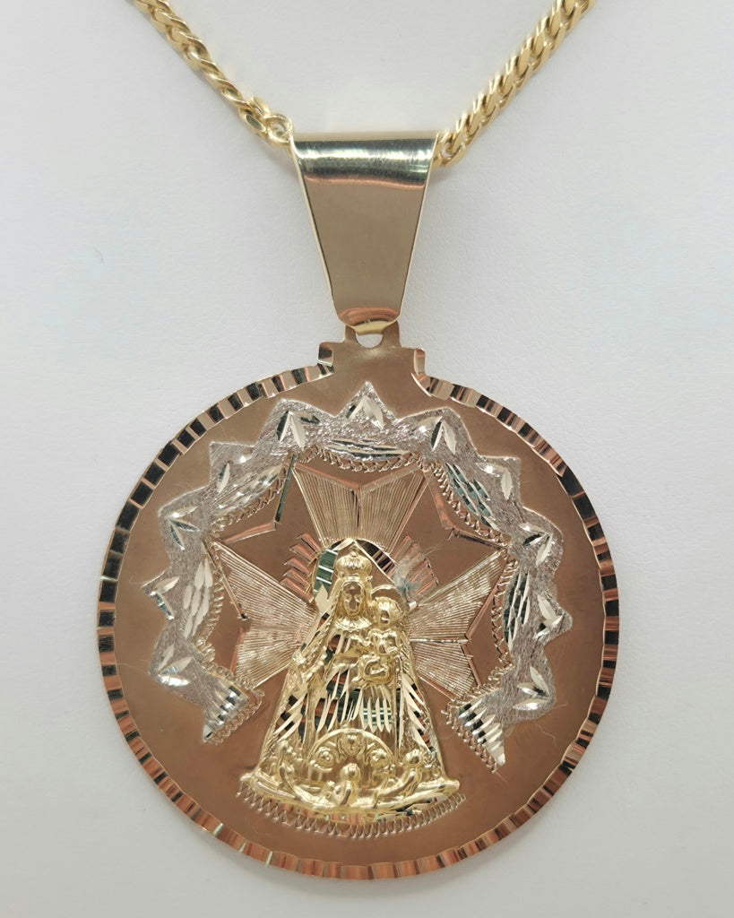 14K Yellow Gold Caridad del Cobre Round Medallion – 51.25 mm – JY Jewelry Wholesale