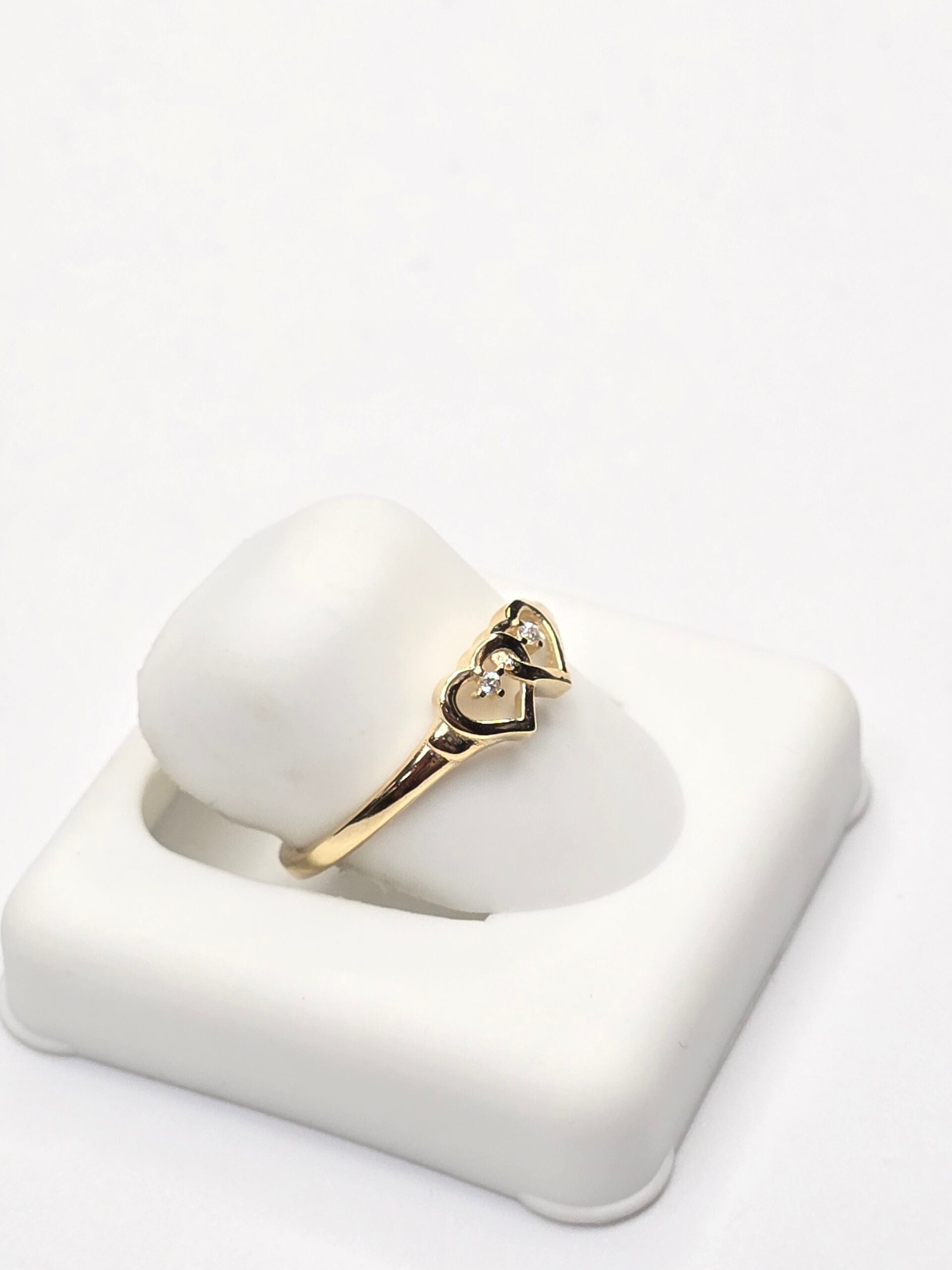 14K TWO SMALL SILHOUETTE HEART RING – 7 – JY Jewelry Wholesale