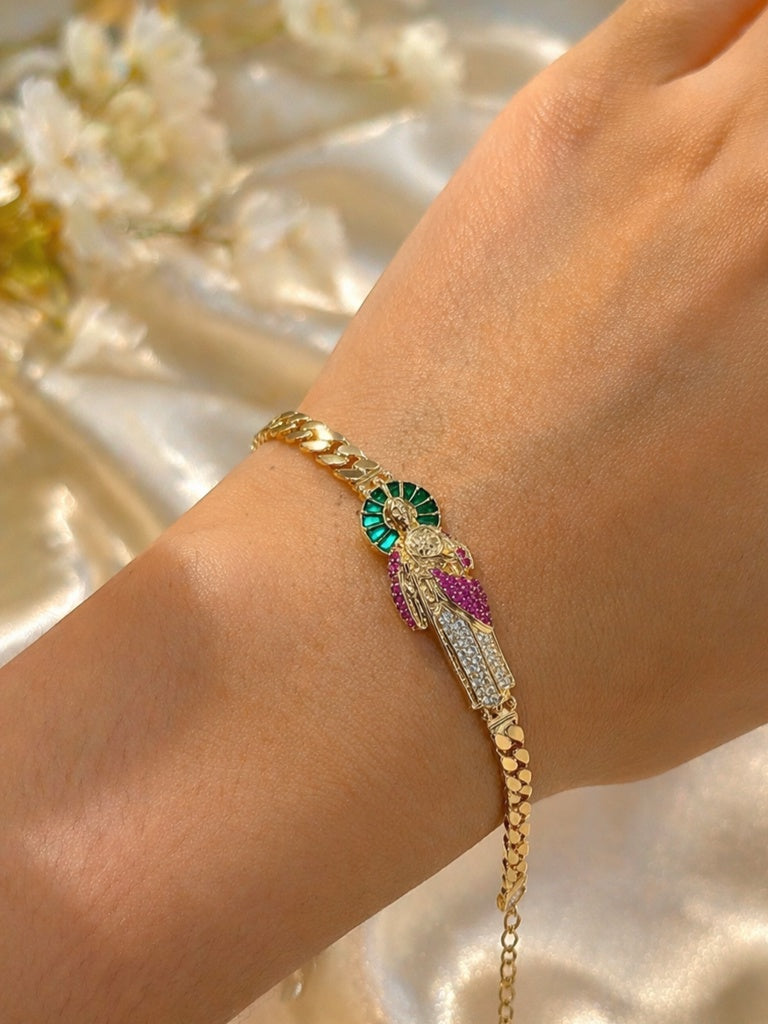 10K FLAT MIAMI CUBAN SAN JUDAS BRACELET – 7" – JY Jewelry Wholesale