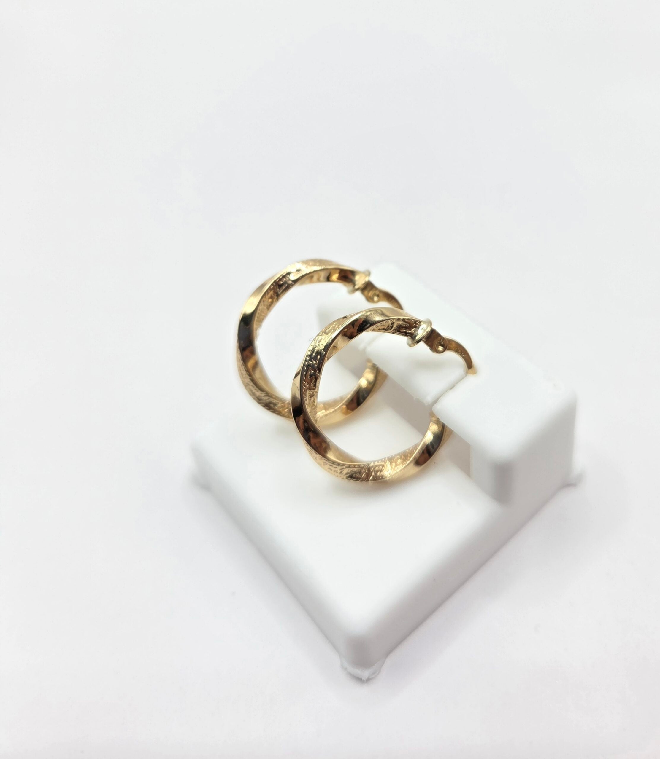 10K GREEK DETAIL CROOKED HOOPS EARRINGS – 2 – JY Jewelry Wholesale