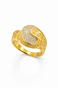 14K MODERN GREEK DETAIL CZ SPIRAL RING – 8 – JY Jewelry Wholesale