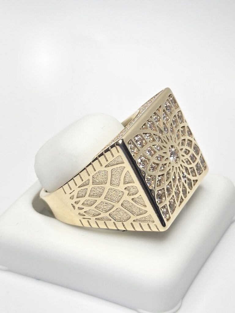 10K MANDALA DESIGN RECTANGULAR ROSETTA MAN'S RING – 12 – JY Jewelry Wholesale