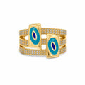 10K MODERN CZ BLUE EYE DETAILS RING – 7 – JY Jewelry Wholesale