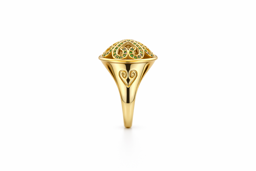 10K ELEGANT GREEN CZ FOUR HEART SILHOUETTE RING – 8 – JY Jewelry Wholesale