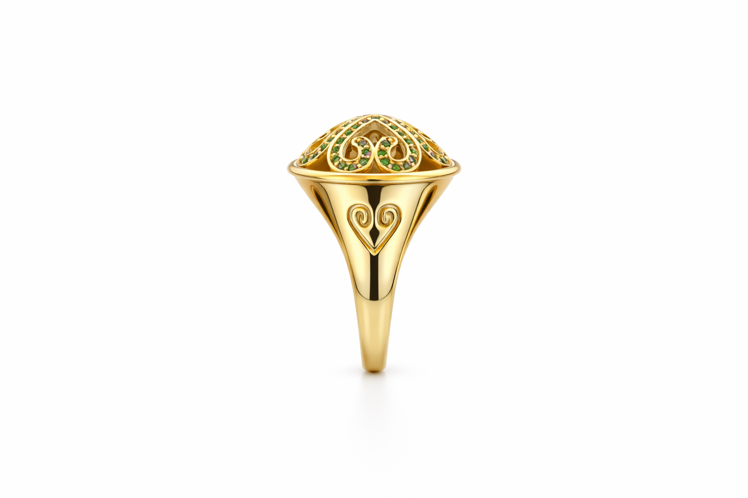 10K ELEGANT GREEN CZ FOUR HEART SILHOUETTE RING – 8 – JY Jewelry Wholesale