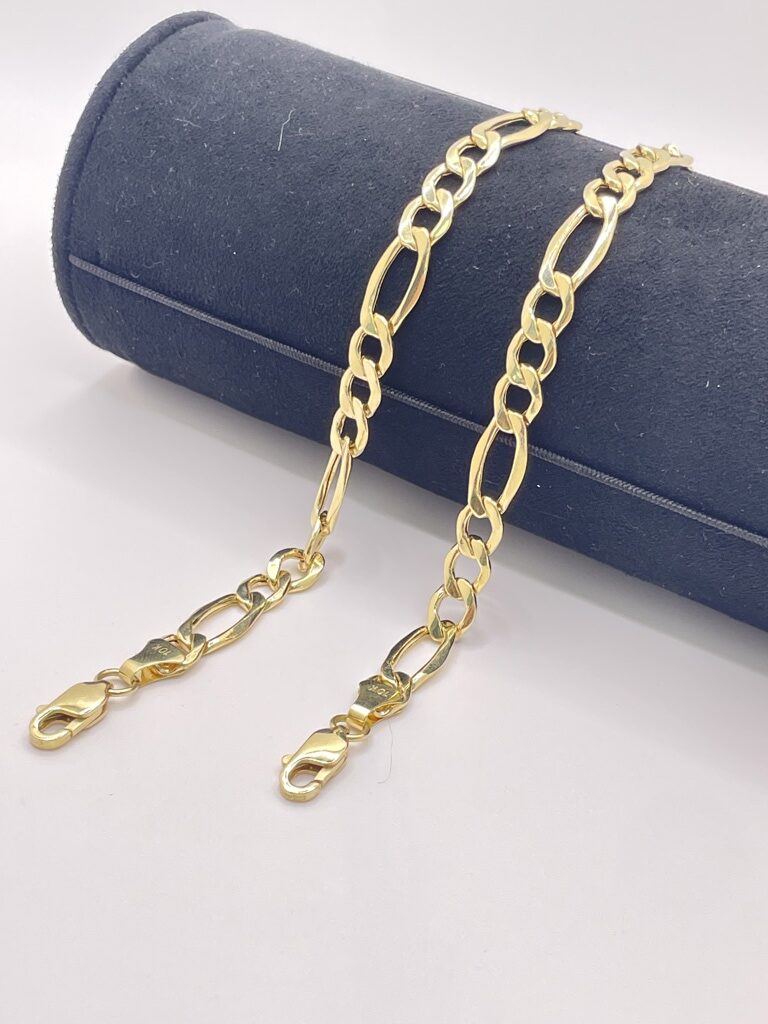 10K FIGARO BRACELET – 7" 7.5MM – JY Jewelry Wholesale