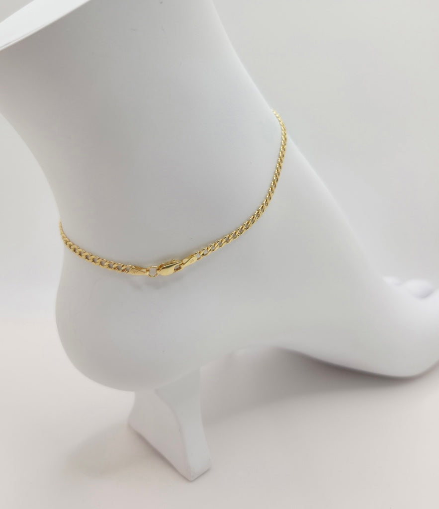 10K HOLLOW CUBAN CURB FLAT ANKLET BRACELET – 2.5MM 10" – JY Jewelry Wholesale