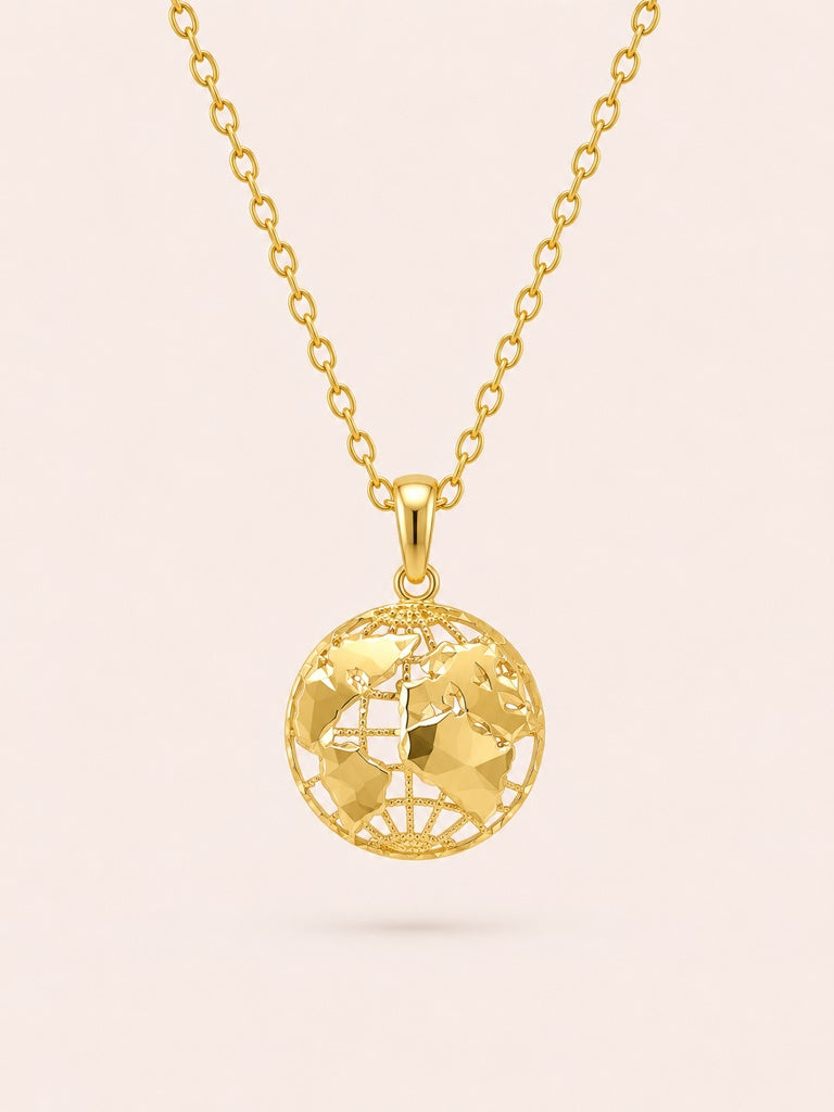 10K YELLOW GOLD SMALL WORLD PENDANT – SMALL – JY Jewelry Wholesale