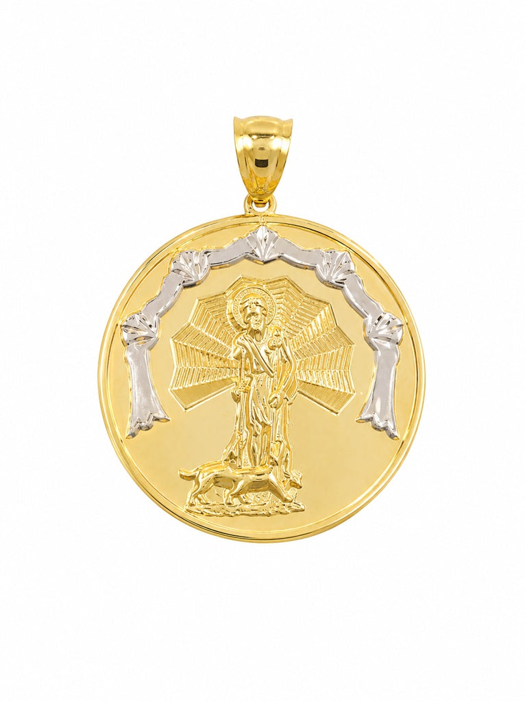 10K MEDIUM TWO TONE DETAILS SAN LAZARO ROUND PENDANT – MEDIUM – JY Jewelry Wholesale