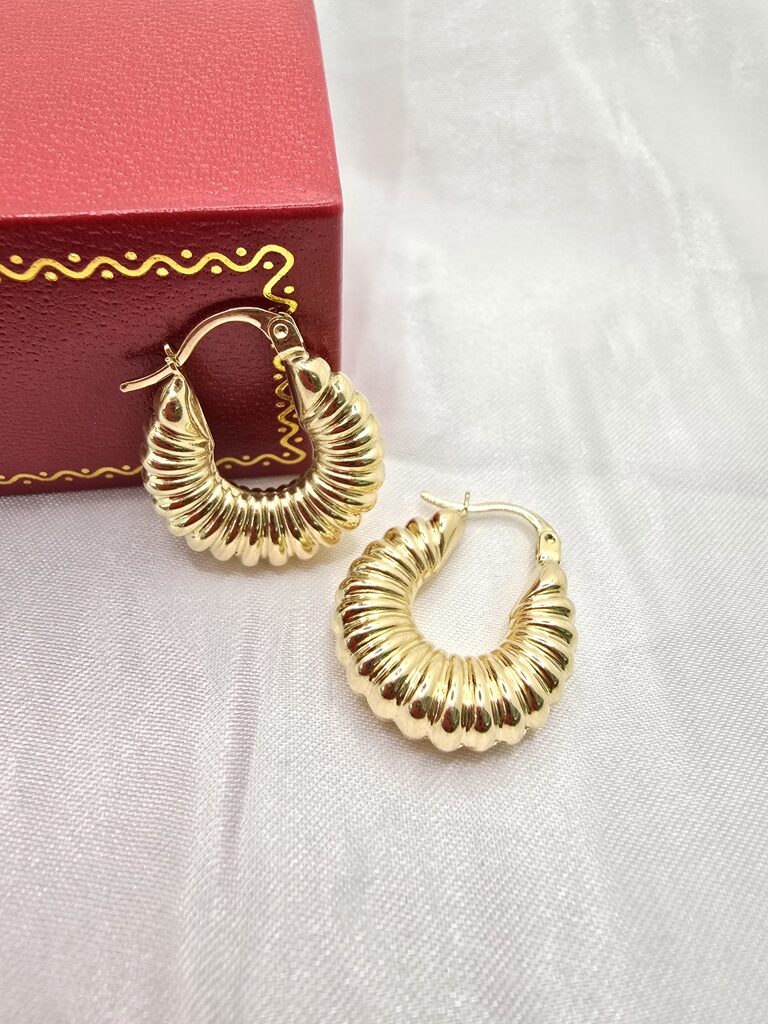 14K INFLATED SHELL DESING HOOPS EARRINGS – JY Jewelry Wholesale