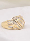 14K YG 1990S SANT AND PEPPER BAGUETTE DIAMOND SWIRL DOME RING – 7 – JY Jewelry Wholesale