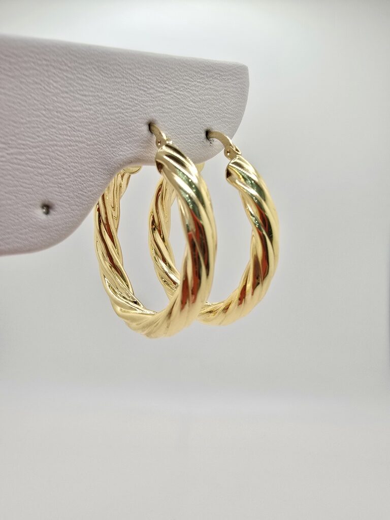 10K CROOKED HOOPS EARRINGS – 3 5MM – JY Jewelry Wholesale
