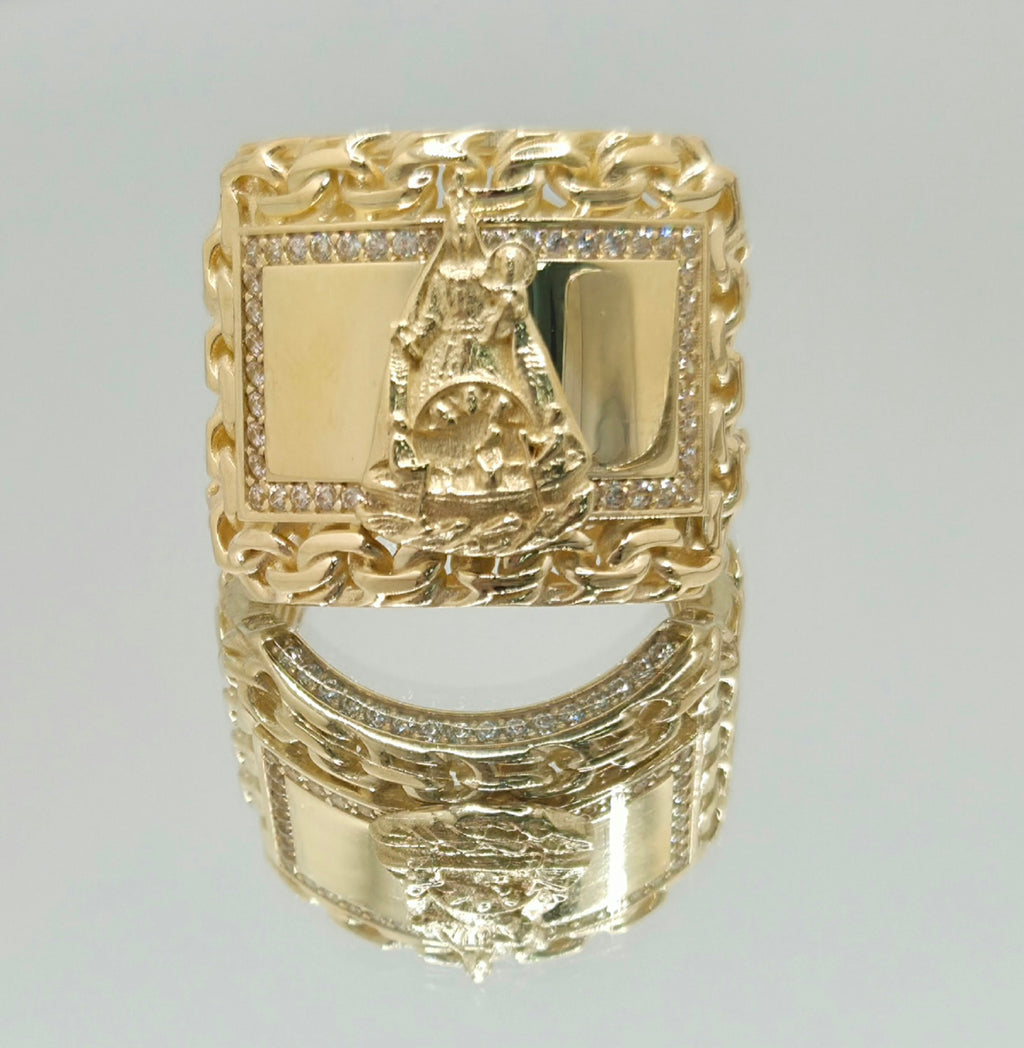 10K CHINO LINK DETAIL RECTANGULAR CARIDAD RING – 11 & 12 – JY Jewelry Wholesale