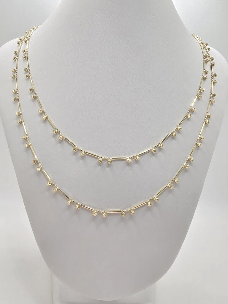 14K DOUBLE CHAIN ??OF BEADS AND BARS – 18" – JY Jewelry Wholesale