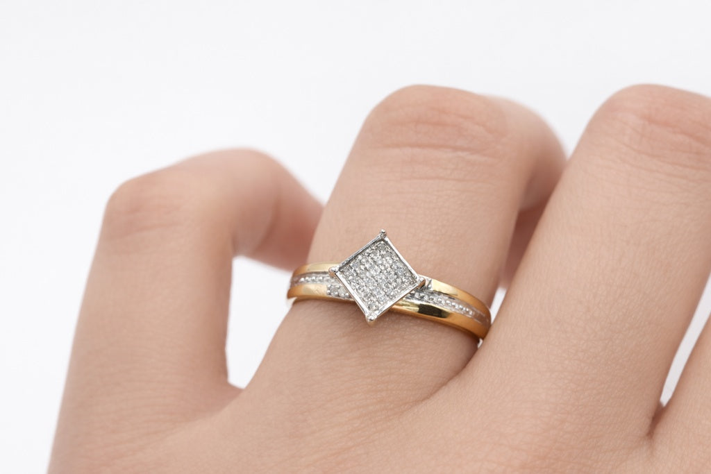 10K SQUARE ELEGANT DIAMOND WOMAN'S RING – 6.5 – JY Jewelry Wholesale