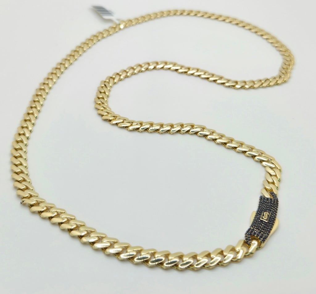 10K CERTIFIED MONACO CHAIN BLACK CZ CLOSURE – 18" 8MM – JY Jewelry Wholesale