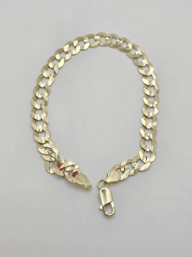 10K SOLID CUBAN CURB FLAT BRACELET – 9" 7MM – JY Jewelry Wholesale