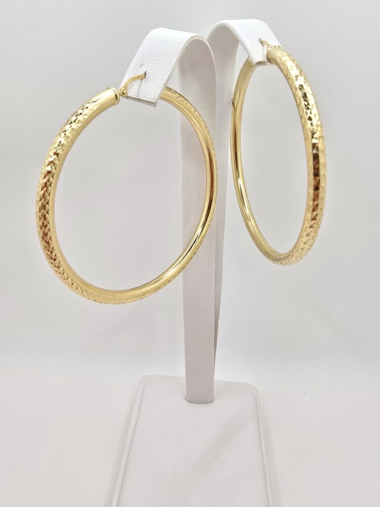 10K DIAMOND CUT HOOPS EARRINGS – 6 4MM – JY Jewelry Wholesale