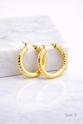 10K ELEGANT DIAMOND CUT DESIGN HOOPS EARRINGS – 2 5.5MM – JY Jewelry Wholesale