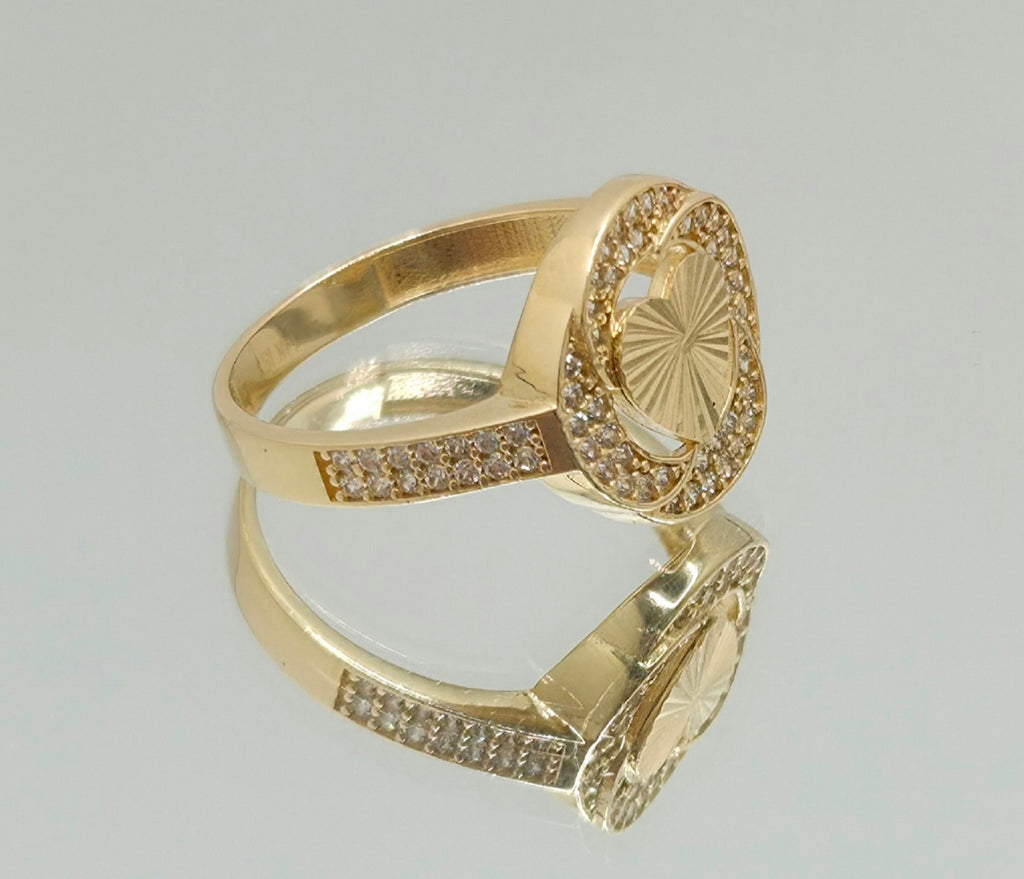 14K CZ ROUND HEART INSIDE RING – 8.5 – JY Jewelry Wholesale