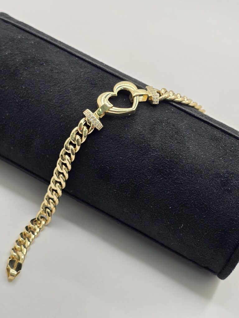 10K HEART SILHOUETTE CUBAN LINK BRACELET SSize 7.5" 6.5MM – JY Jewelry Wholesale