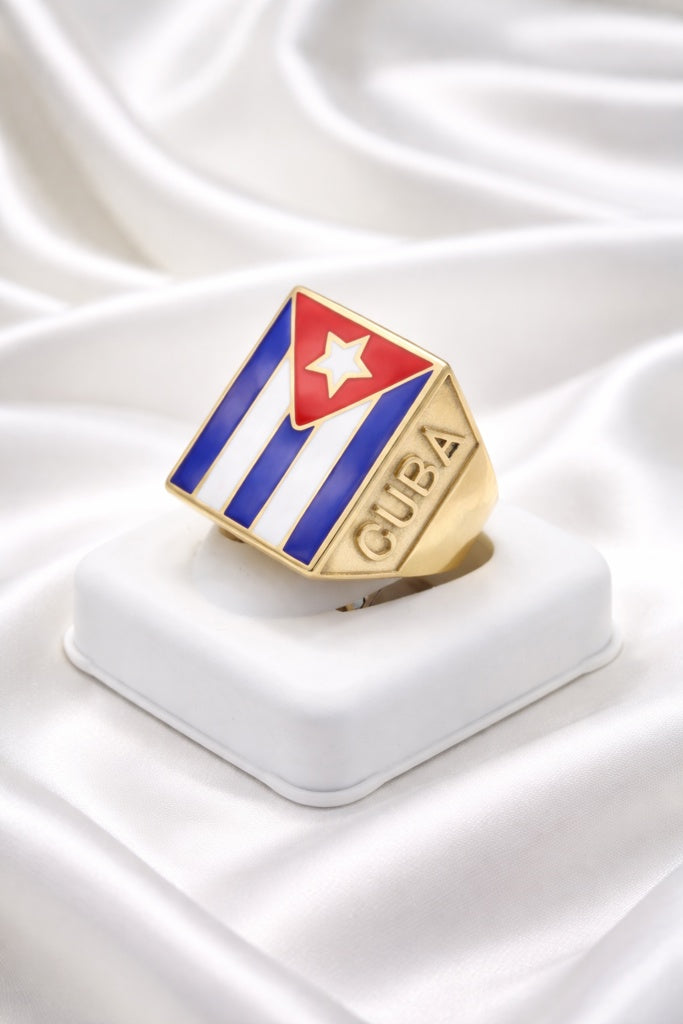 10K CUBAN FLAG RING WITH CUBAN DETAILS ON THE SIDES – 10 – JY Jewelry Wholesale