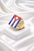 10K CUBAN FLAG RING WITH CUBAN DETAILS ON THE SIDES – 10 – JY Jewelry Wholesale