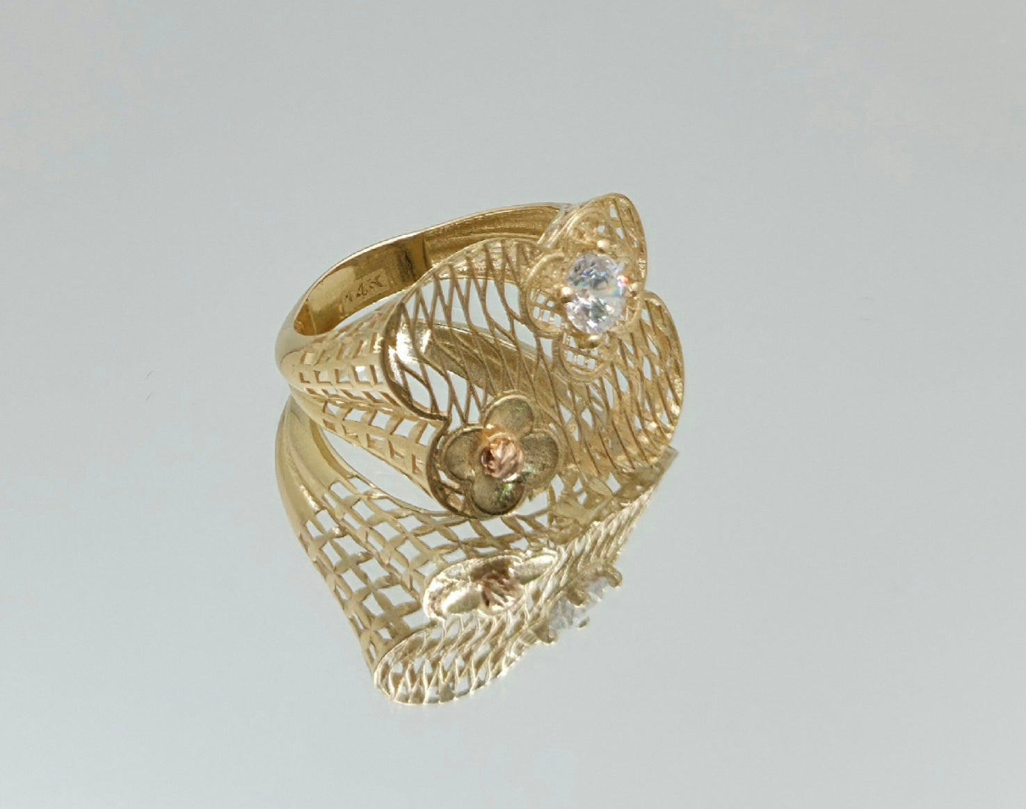 14K MODERN NET SYLE RING – 7.5 – JY Jewelry Wholesale