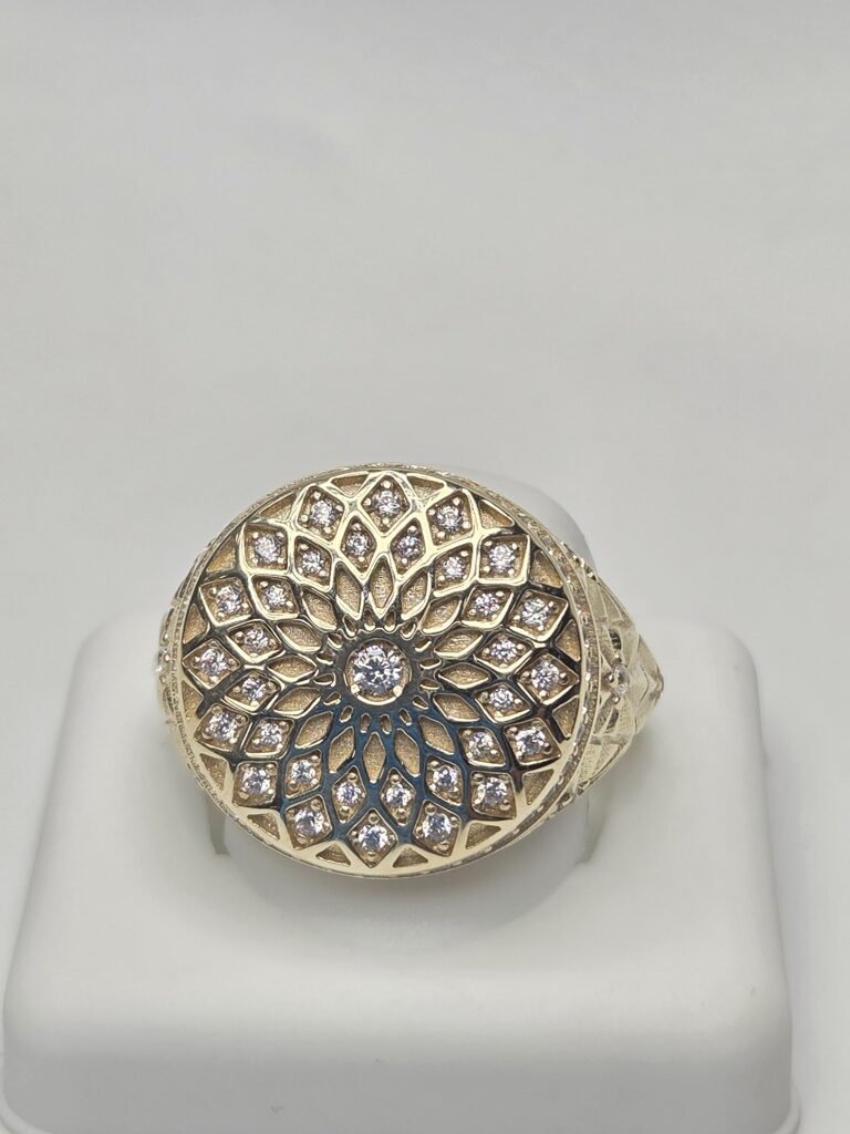 14K MANDALA DESIGN SMALL ROSETTA MAN'S RING – 12 – JY Jewelry Wholesale