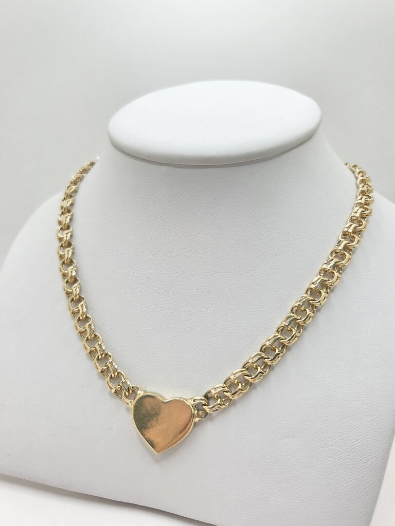 10K HEART CHINO LINK NECKLACE – 18" – JY Jewelry Wholesale