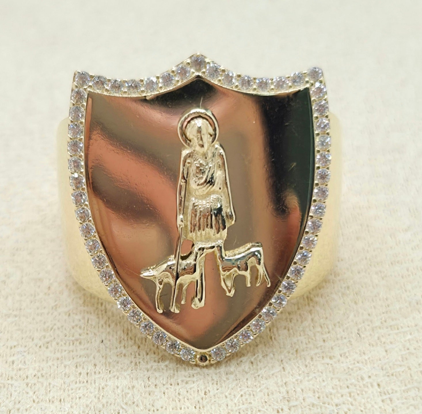 10K CZ SAN LAZARO SHIELD RING – 11 – JY Jewelry Wholesale