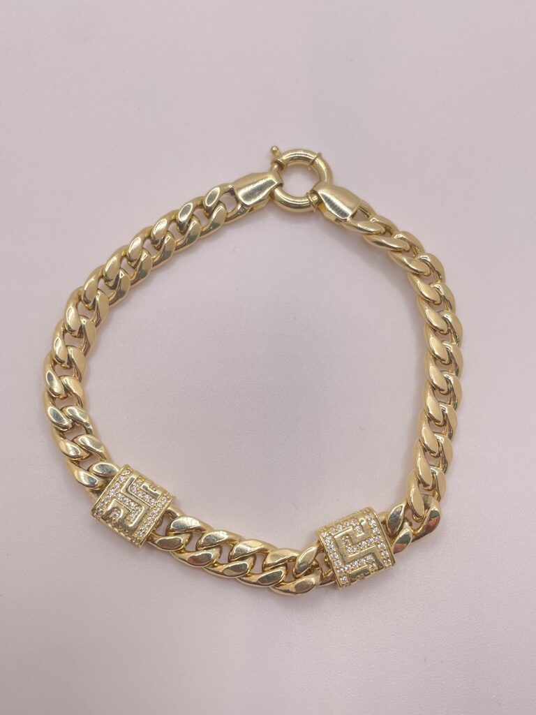 10K CUBAN LINK BRACELET WITH GREEK DETAIL 6.5MM – JY Jewelry Wholesale