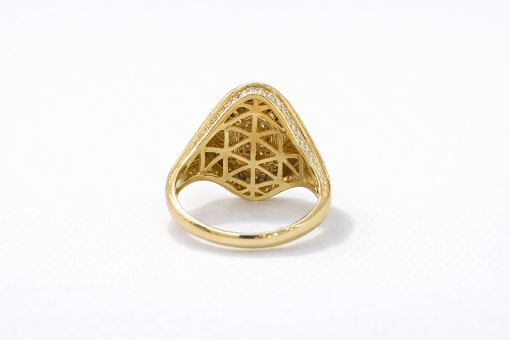 14K VINTAGE ALMOND CZ DETAILS RING – 8 – JY Jewelry Wholesale