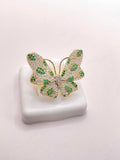 10K FANCY BIG BUTTERFLY WITH GREEN AND WHITE STONES RING – 7 – JY Jewelry Wholesale