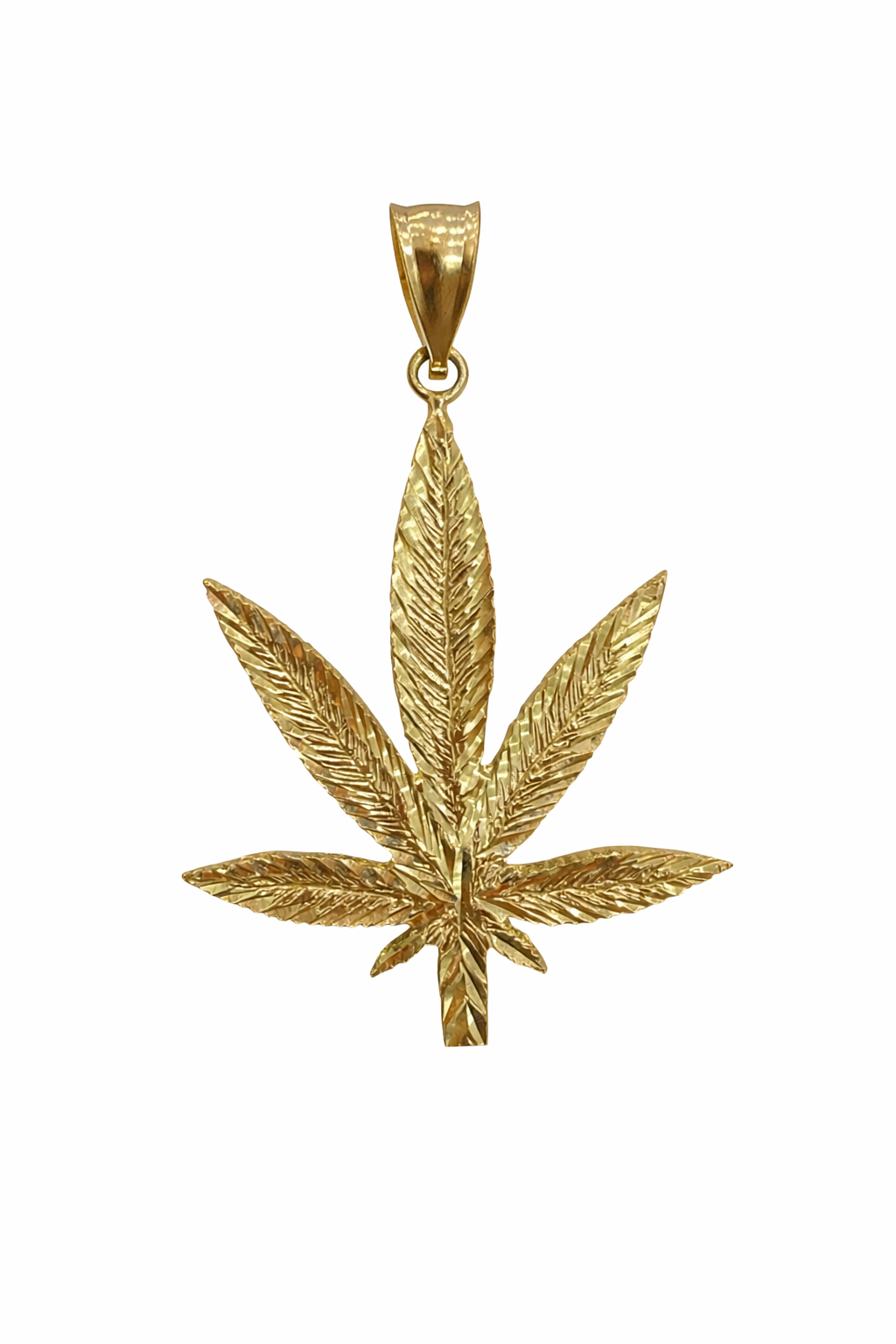 10K DIAMOND CUT DESIGN CANNABIS LEAF PENDANT – LARGE – JY Jewelry Wholesale