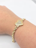 10K CHINO LINK STYLE GREEK FRAME MEDIUM HEART BRACELET – 7.5" 5MM – JY Jewelry Wholesale