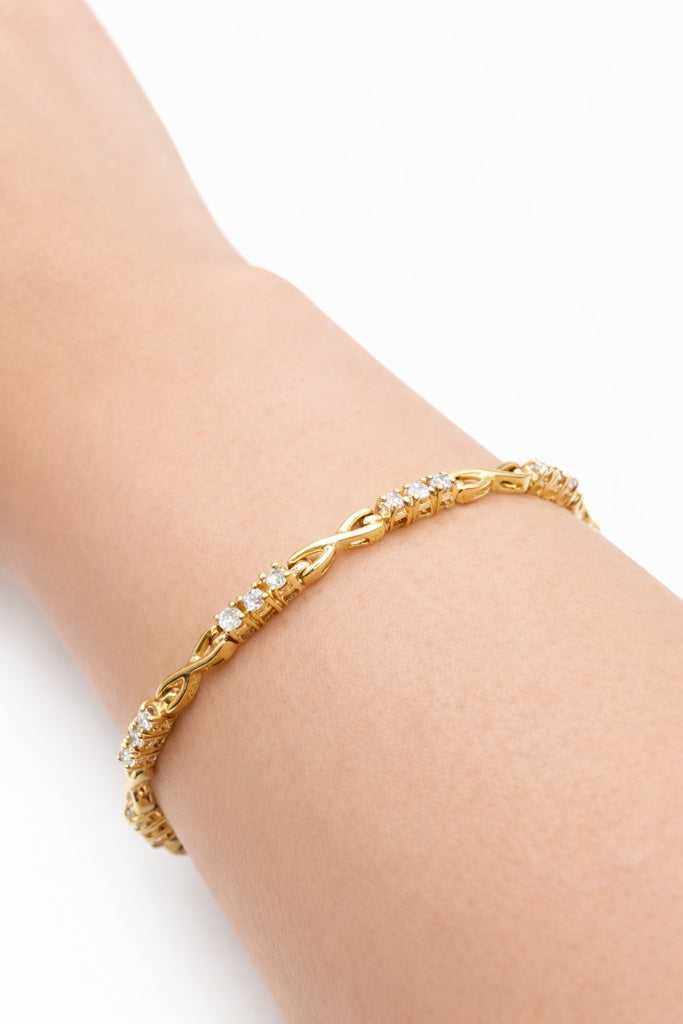 14K ELEGANT X DESIGN DIAMOND WOMAN'S BRACELET – 7" – JY Jewelry Wholesale
