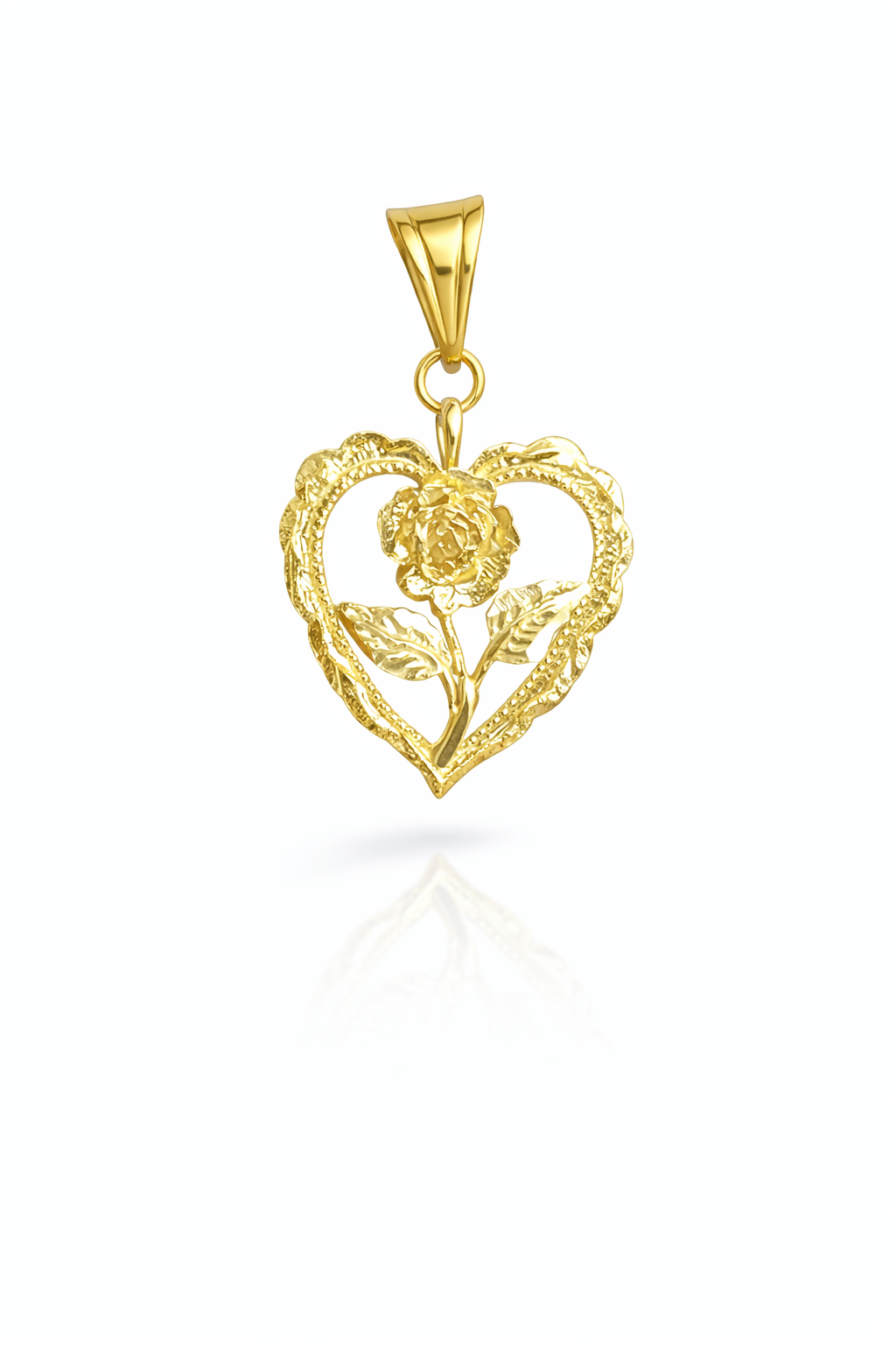 10K SMALL ROSE HEART PENDANT – JY Jewelry Wholesale