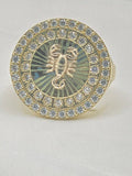 14K LARGE CIRCULAR RING WITH CZ DETAILS AND A SCORPION – 10 – JY Jewelry Wholesale