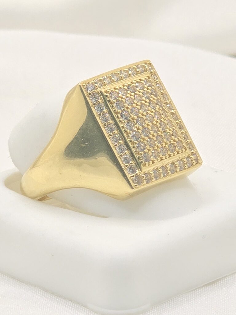 14K YG ELEGANT SQUARE CZ DESIGN RINGSize 11 – JY Jewelry Wholesale