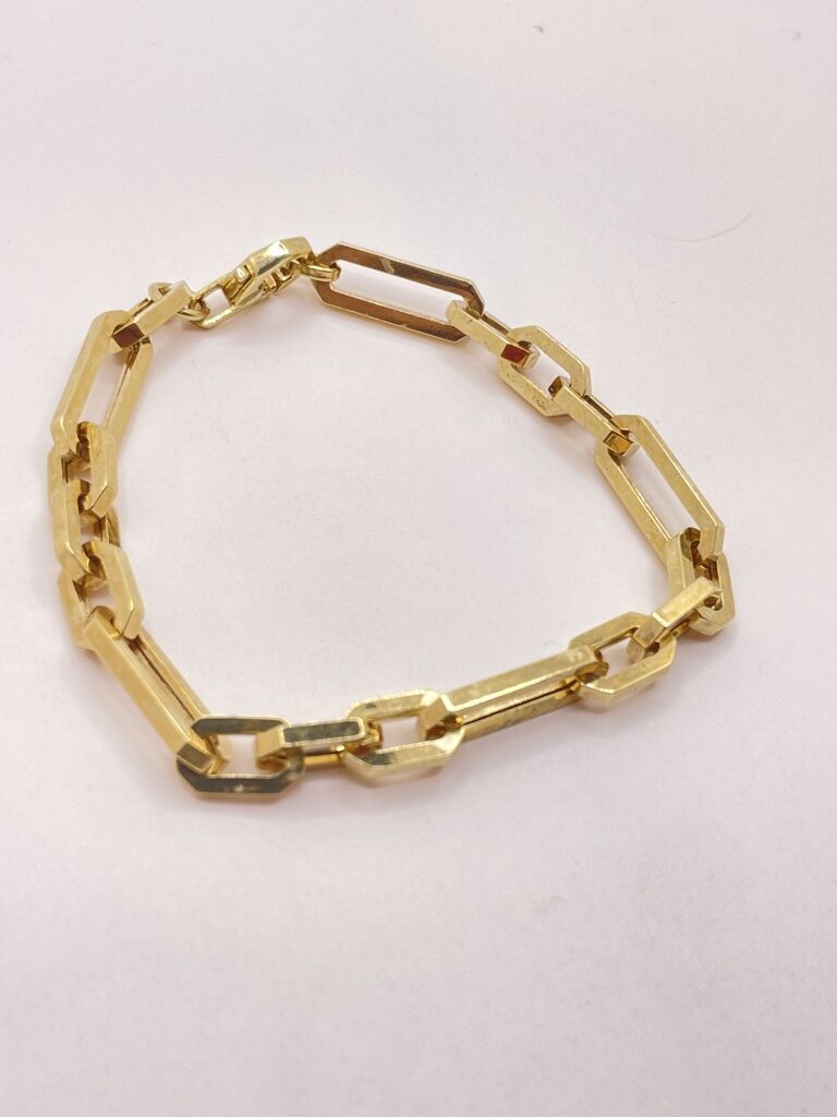 14K SQUARE PAPER CLIP BRACELET – 7" 6MM – JY Jewelry Wholesale