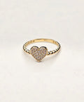 14K GOLDEN BALLS DESIGN CZ HEART RING – 7 – JY Jewelry Wholesale