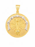10K TWO TONE DETAILS CARIDAD ROUND PENDANT PENDANT – MEDIUM – JY Jewelry Wholesale