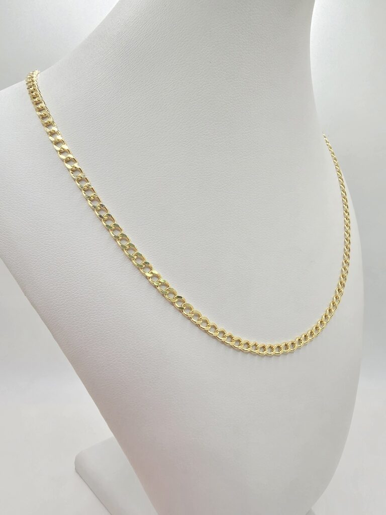 10K HOLLOW CUBAN CURB FLAT CHAIN – 24" 3.5MM – JY Jewelry Wholesale