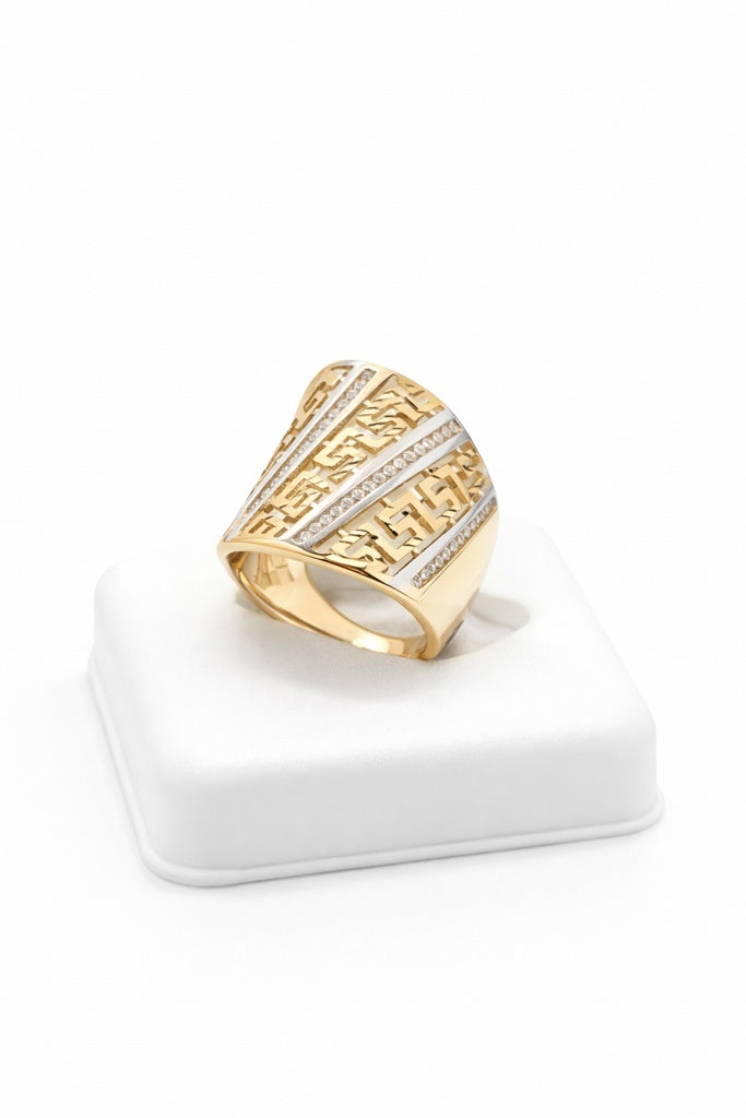 14K EXOTIC RING WITH TWO-TONE DETAILS AND CZ – 8 – JY Jewelry Wholesale