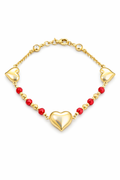 14K HEARTS BRACELETS WITH RED STONE DETAILS BRACELET – 7" – JY Jewelry Wholesale